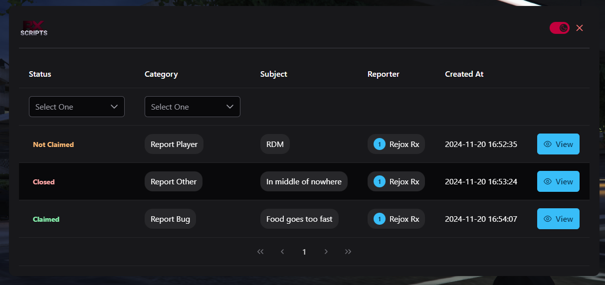 Staff Panel UI